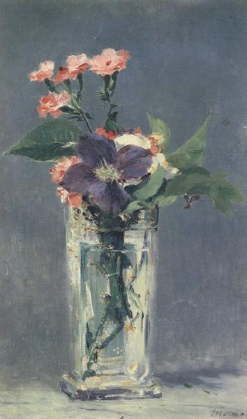 Edouard Manet Carnations and Clematis in a Crystal Vase (mk40) oil painting image